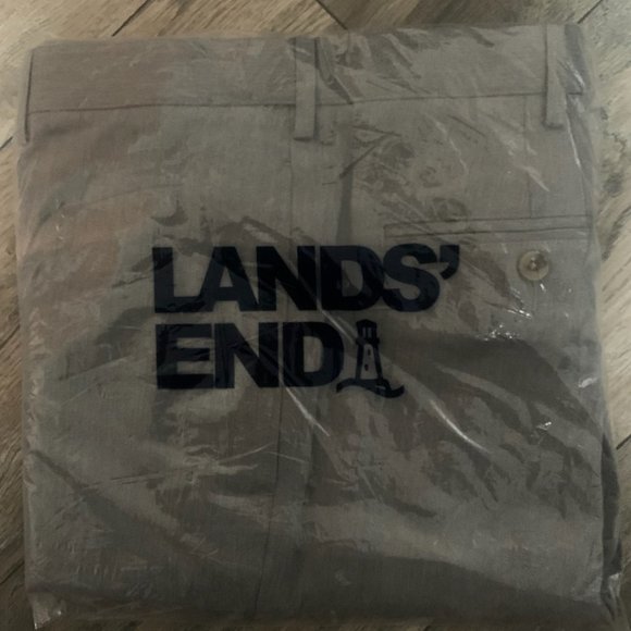 NWT LANDS' END TAILORED FIT NO IRON CHINO PANTS PEWTER HEATHER 35 - Picture 13 of 13